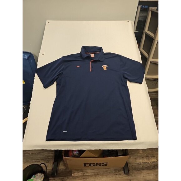 Team Nike Dry Fit Syracuse University Orange ELITE Golf XXL Polo Large Blue flaw - Picture 1 of 6